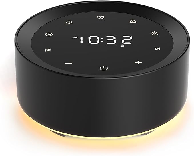 White Noise Sound Machine Alarm Clock 7 Colors Night Light Sound Machine for Adult/Baby 20 Soothing Sounds 31 Level Volume 6 Level Screen Brightness 5 Timer Set Memory Function Touch Control