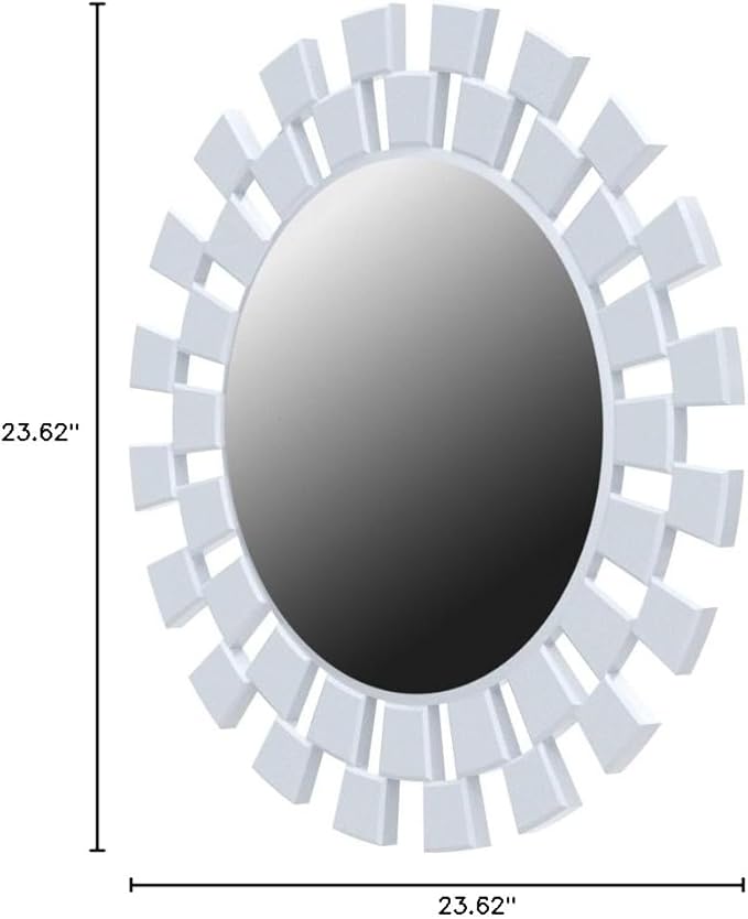 BST FURNH Sunburst Wall Mirror, 24 Inches Decorative Round Frameless Mirror for Living Room