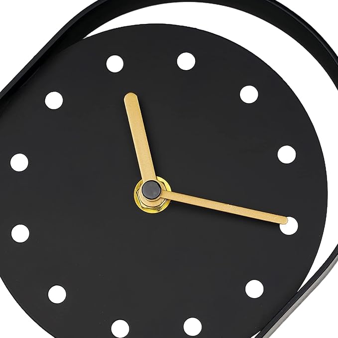 SOFFEE DESIGN One-Piece Tabletop Clock Arched Frame Without Scale Modern Minimalist Design, Desk Clock Battery Operated Non Ticking for Office Bedroom Living Room, Black