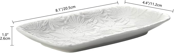 Ceramic Jewelry Tray, Bathroom Kitchen Vanity Decorative Trinket Tray Ring Dish for Earrings Rings Watch Keys, Ceramic Dessert Plate, White