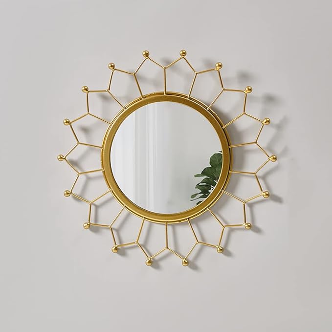 Gold Sunburst Mirror for Wall - Metal Room & Home Decor, Boho Wall Mirror Gifts for Women & Moms (Medium, Sun Flower)