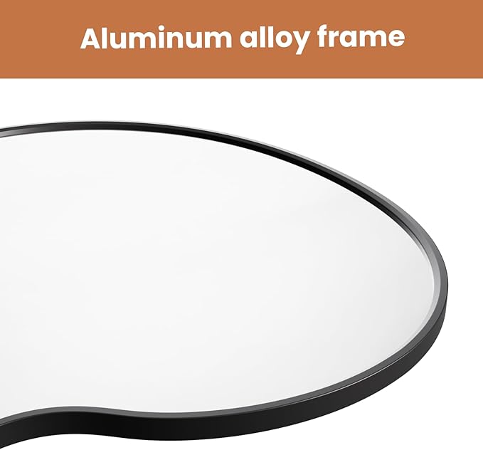WTTY 56x21 Wavy Full Length Mirror with Stand for Bedroom, Living Room, Cloakroom, Shatterproof, Aluminum Frame