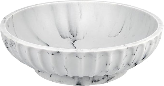 Large Decorative Bowl,Modern Handicraft Bowl for Home Decor,Decorative Fruit Bowl for Kitchen Counter,Key Bowl for Entryway Table - White Marble Design