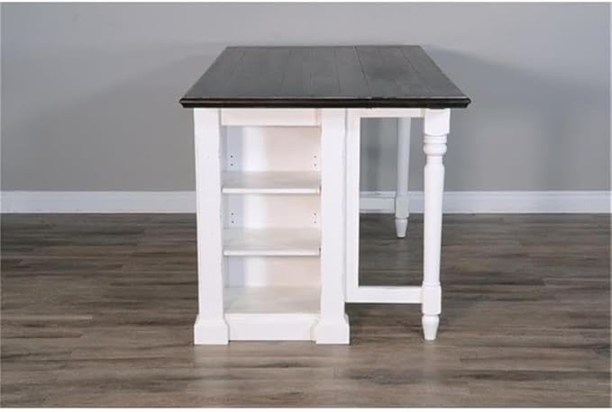 Pemberly Row Wood Kitchen Cart in Espresso (36" H x 71.5" W x 38" D) for Kitchen, Dining Room with Adjustable Shelves, 13" Drop Leaf, Easy Assembly