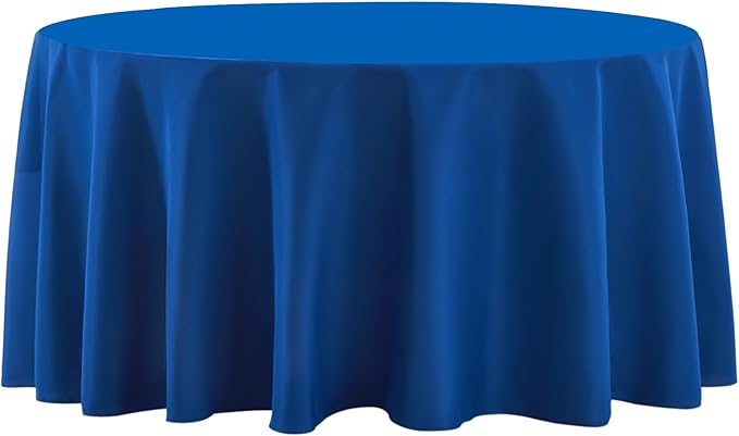 Round Tablecloth 2 Pack 108 Inch Royal Blue Tablecloths Washable Decorative Linen Polyester Table Clothes Cover for Dining Table Banquets Buffet Parties and Wedding
