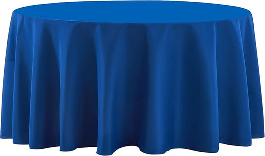 Round Tablecloth 2 Pack 108 Inch Royal Blue Tablecloths Washable Decorative Linen Polyester Table Clothes Cover for Dining Table Banquets Buffet Parties and Wedding