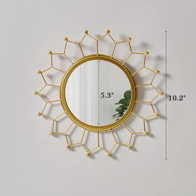 Gold Mirrors for Wall - Metal Sunburst Wall Mirror Room Decor & Home Decor, Boho Mirror Wall Decor Gifts for Women & Moms (Small, Sun Flower)