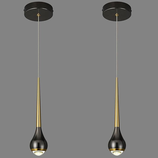 Modern LED Dimmable Pendant Light fixtures,Mini Black Gold Pendant Lighting for Kitchen Island Dinning Room,Bedroom,Bar, Kitchen Island Ceiling Hanging Light Fixtures(2-Pack)