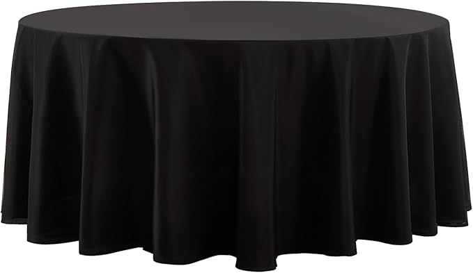 Round Tablecloth 2 Pack 120 Inch Black Tablecloths Washable Decorative Linen Polyester Table Clothes Cover for Dining Table Banquets Buffet Parties and Wedding