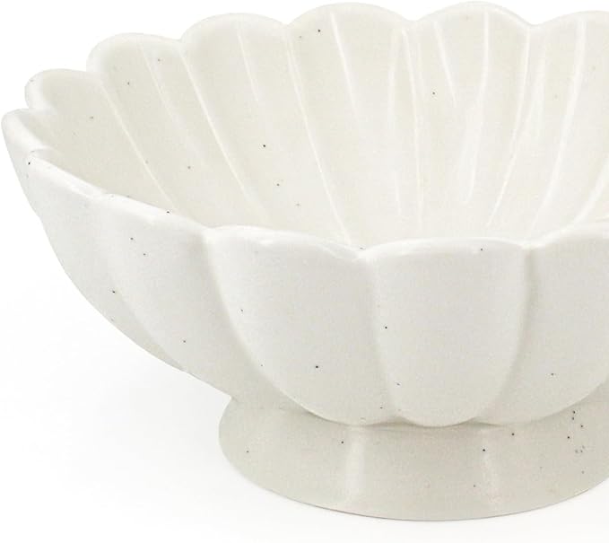 Accessoryway 8" White Fluted Scalloped Decorative Bowls -Moderate Ceramic Fruit Bowl for Kitchen Counter, Elegant Wavy Edge Centerpiece Bowls for Home Decor, Perfect for Housewarming &Wedding Gift