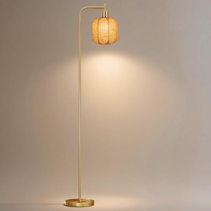 Floor Lights for Living Room,Modern Standing Lamp with Glass Lampshade Pedal Switch, Tall Lamp for Bedroom Study Room(Bulb Included) (Copper)