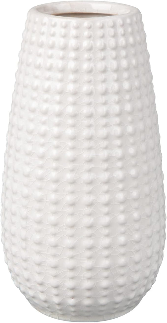 White Ceramic Vases for Flowers, Boho Flower Vase for Home Decor, Beige Off-White Farmhouse Distressed Decorative Vases for Pampas Grass, Mantel, Shelf, Living Room, Table Decoration