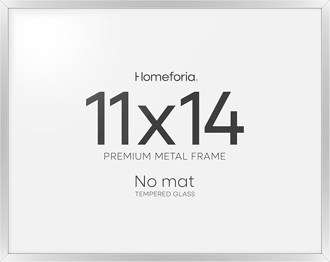 Homeforia 11x14 Diploma Frame Silver, High End Metal 11 x 14 Certificate Frames with Mat 8.5 by 11, 11by14 Document Frame Matted to 8.5x11, Award Graduation Frames, Tempered Glass, Wall Kit, Set of 1