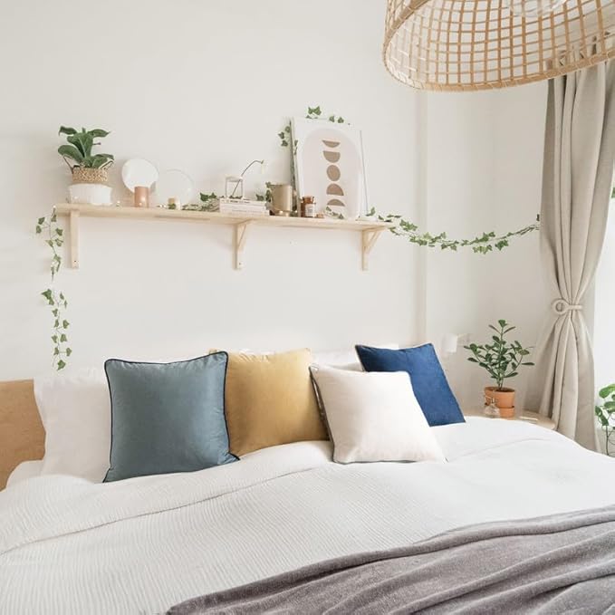 MONDAY MOOSE Decorative Throw Pillow Covers Cushion Cases, Set of 4 Soft Velvet Modern Double-Sided Designs, Mix and Match for Home Decor, Pillow Inserts Not Included (22x22 inch, Blue/Beige)