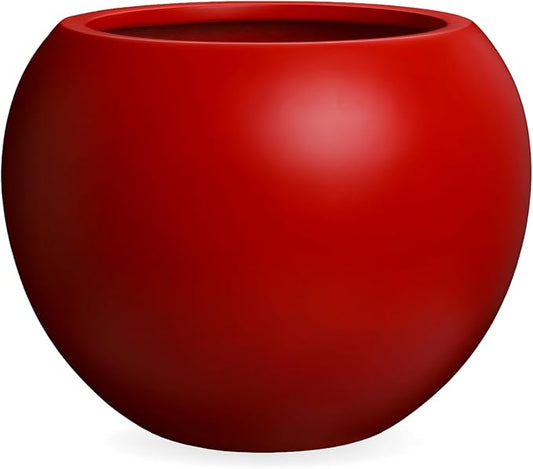 Globo Large Fiberstone Plant Pot, Large Planters for Indoor Plants, Outdoor Planters for Porch (Red, 12" D x 9.7" H)