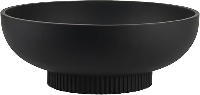 Large Resin Pedestal Decorative Bowl - Modern Handicraft Bowls for Home Decor - Fruit Bowl for Kitchen Counter - Key Bowl for Entryway Table,Matte Black