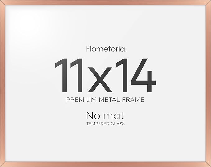 Homeforia 11x14 Diploma Frame Rose Gold, High End Metal 11 x 14 Certificate Frames with Mat 8.5x11, 14x11 Document Frame Matted to 8.5 x 11, Award Graduation Frames, Tempered Glass, Wall Kit, Set of 1