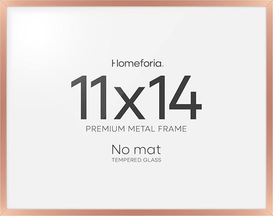 Homeforia 11x14 Diploma Frame Rose Gold, High End Metal 11 x 14 Certificate Frames with Mat 8.5x11, 14x11 Document Frame Matted to 8.5 x 11, Award Graduation Frames, Tempered Glass, Wall Kit, Set of 1