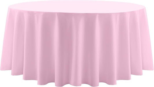 Round Tablecloth 120 Inch 2 Pack Pink Tablecloths Washable Decorative Linen Polyester Table Clothes Cover for Dining Table Banquets Buffet Parties and Wedding