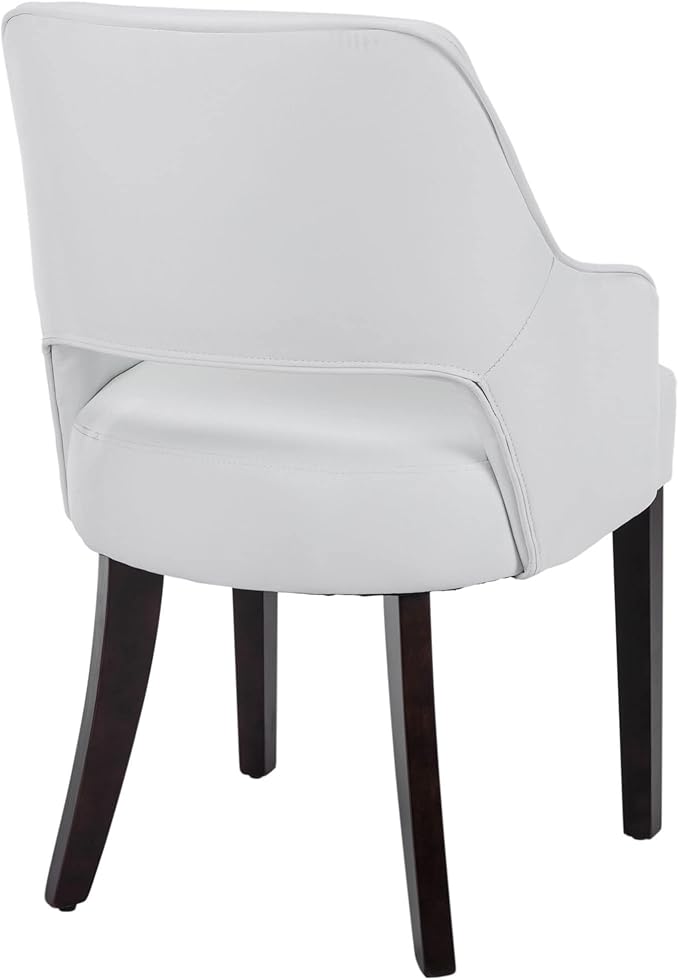 Farmhouse Dining Chairs Set of 6 PU Leather Upholstered Accent Side Chair Wood Kitchen Chairs for Living Room/Dining Room/Bedroom/Restaurant, Upgraded Size, White