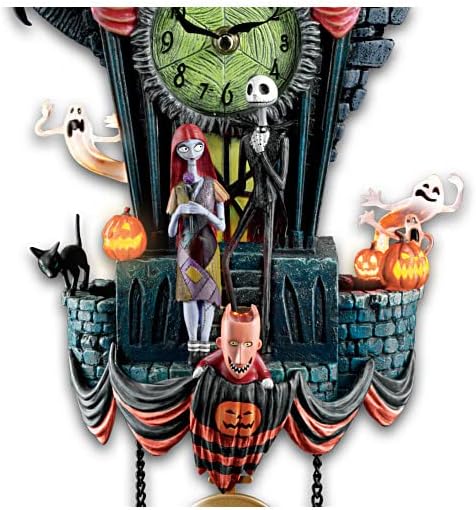 The Bradford Exchange The Nightmare Before Christmas Cuckoo Clock, 21 inches, Musical, Light-Up, Limited Edition