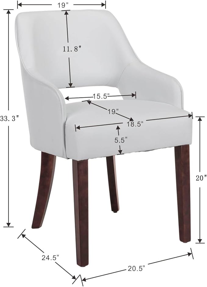 PU Leather Dining Chairs Set of 4 Upholstered Side Chairs Wood Accent Chair for Living Room/Dining Room/Bedroom/Restaurant, White