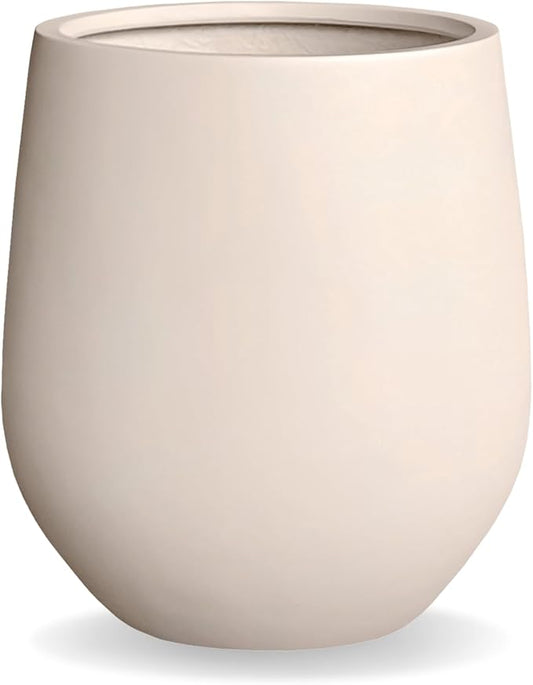 21" H x 19" D Corso Fiberstone Round Tapered Planter with Drainage Hole, Smooth Finishes, Weather Resistant for Indoor and Outdoor Use (Kilim Beige, 15" Pot Opening)