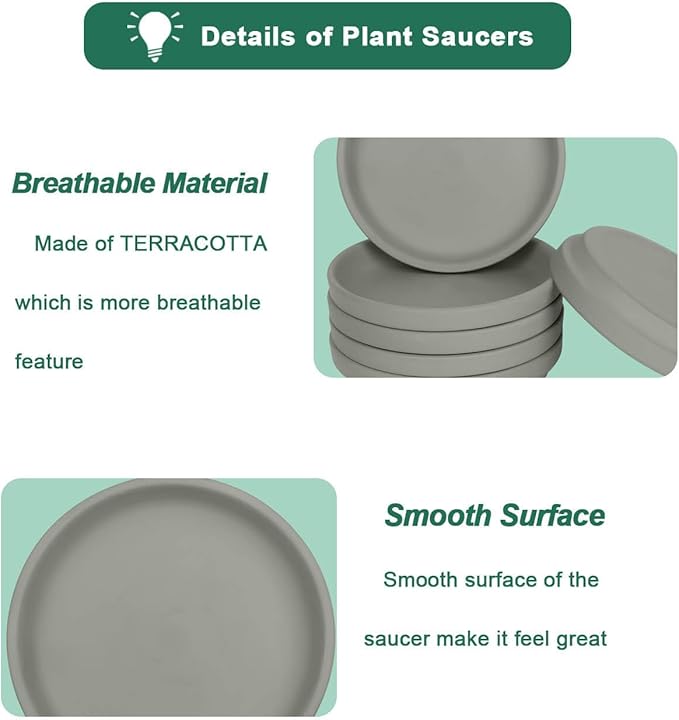 vensovo 3 Inch Grey Terracotta Plant Saucer Pots Tray - 12 pcs Mini Planter Saucers for Indoor & Outdoor Plants, Small Clay Trays Perfect for 2 Inch 2.5Inch Flower Pot