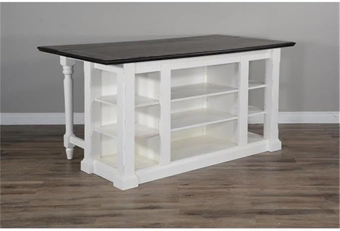 Pemberly Row Wood Kitchen Cart in Espresso (36" H x 71.5" W x 38" D) for Kitchen, Dining Room with Adjustable Shelves, 13" Drop Leaf, Easy Assembly