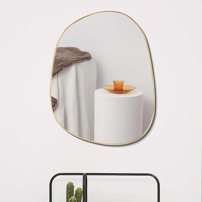 Asymmetrical Mirror for Wall Decor 21"*27", Modern Gold Framed Wall Mirror for Living Room Bathroom Bedroom Entryway ELE-STOU-0065Gold