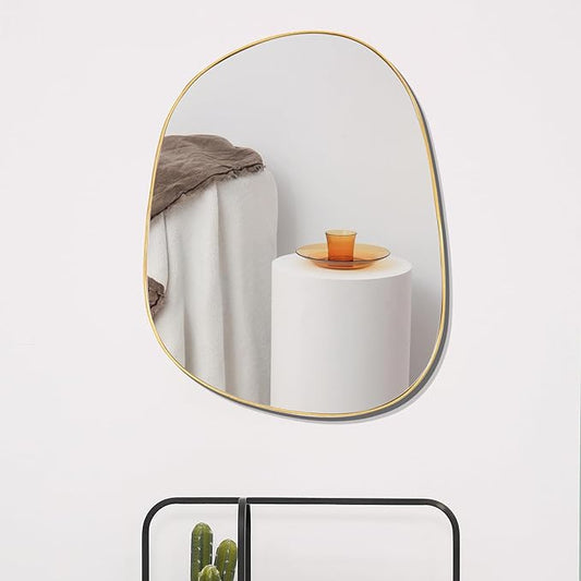 Asymmetrical Mirror for Wall Decor 21"*27", Modern Gold Framed Wall Mirror for Living Room Bathroom Bedroom Entryway ELE-STOU-0065Gold