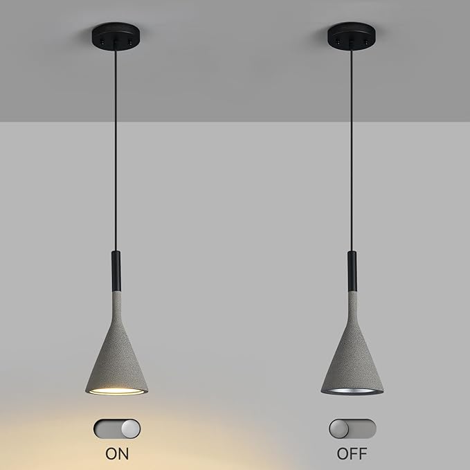 Farmhouse Black Pendant Light Fixtures 1-Light Concrete Industrial Kitchen Island Pendant Lighting for Dining Room Bedroom Hallway Pendant Ceiling Lamp