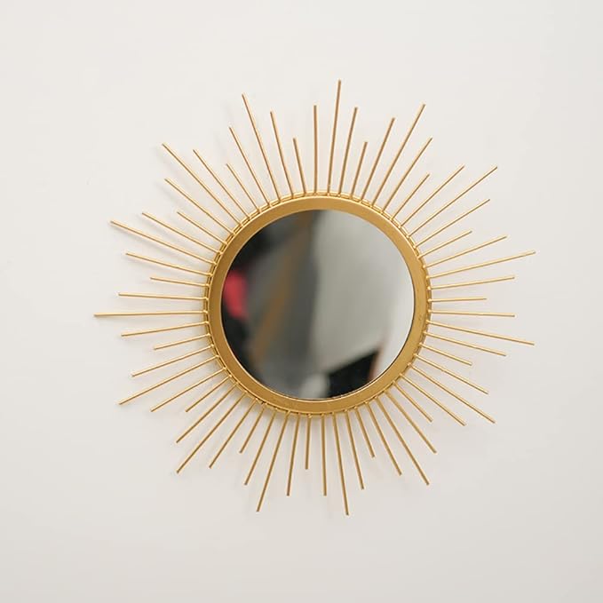 Gold Sunburst Mirror for Wall - Metal Room Decor & Home Decor, Boho Mirror Gifts for Women & Moms (Small, Sun)