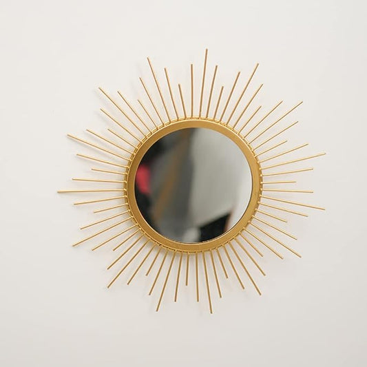 Gold Sunburst Mirror for Wall - Metal Room Decor & Home Decor, Boho Mirror Gifts for Women & Moms (Small, Sun)