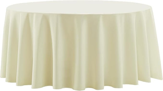 Round Tablecloths 2 Pack 120 Inch Ivory Tablecloth Linen Polyester Table Clothes Cover for Dining Table Banquets Buffet Parties and Wedding