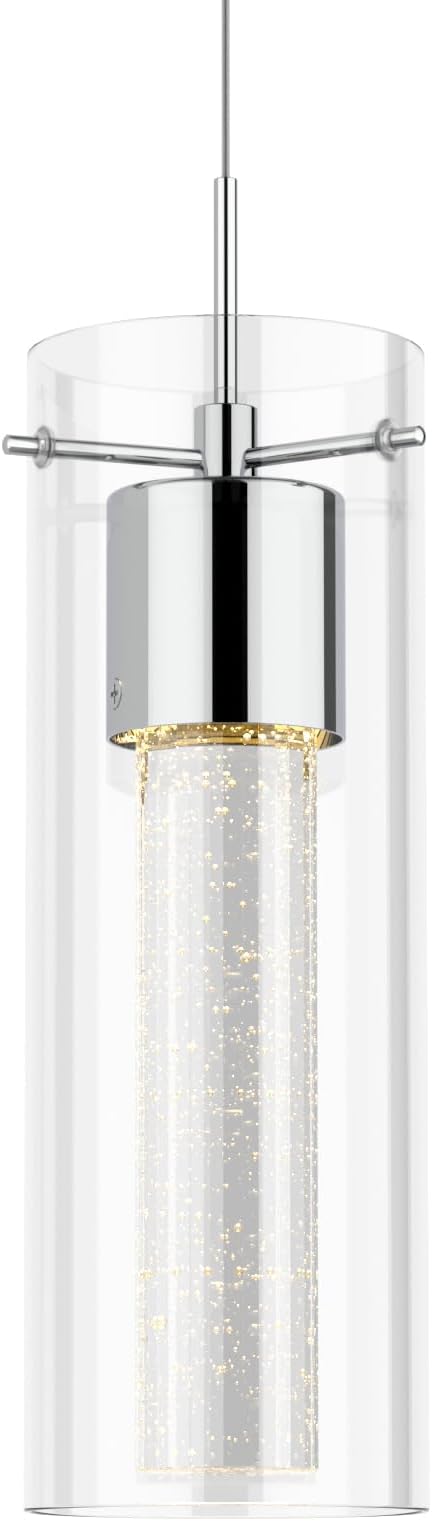 Alice 1-Light Pendant Ceiling Light Fixture, Integrated Led and Premium Bubble Glass, for Kitchen Island, Hallway, Entryway, Passway, Dining Room, Bedroom, Balcony Living Room
