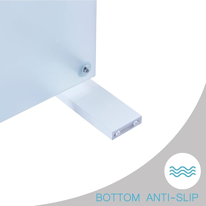 Living Room Rectangle Coffee Table, Tea Table Suitable for Waiting Room, Modern Side Coffee Table with Wooden Leg, Glass Tabletop with Lower Shelf, White 39.5 * 23.5 * 17.5