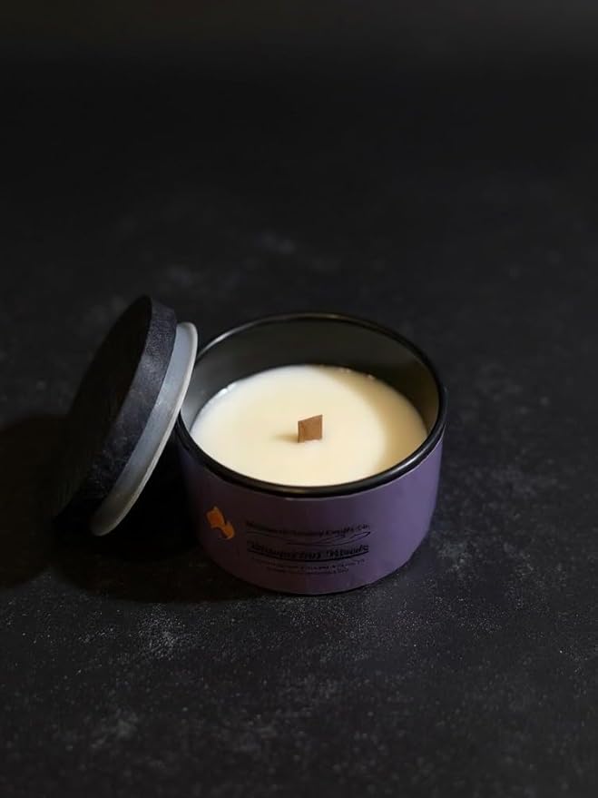 Divinorah Luxury Candle Co. Whispering Woods Scented Candle, Black Matte Glass Jar, Virgin Coconut Soy Blend, 4 oz, Fall Collection, Natural Fragrance