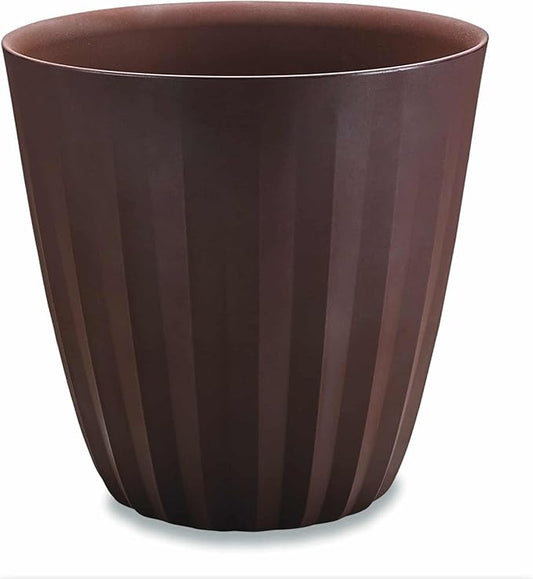 Crescent Garden Pleat Modern Decorative Planter, Indoor/Outdoor Pot, Resin Plant Pot with Drain Hole - 23" W x 27" H (Bark)