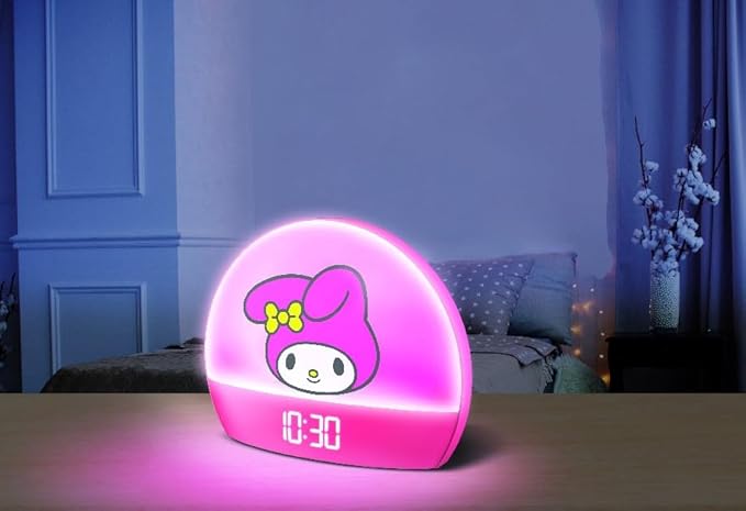 Hello Kitty Sunrise Alarm Clock - Multicolor Lights, USB Charging, LED Display, and Snooze Function