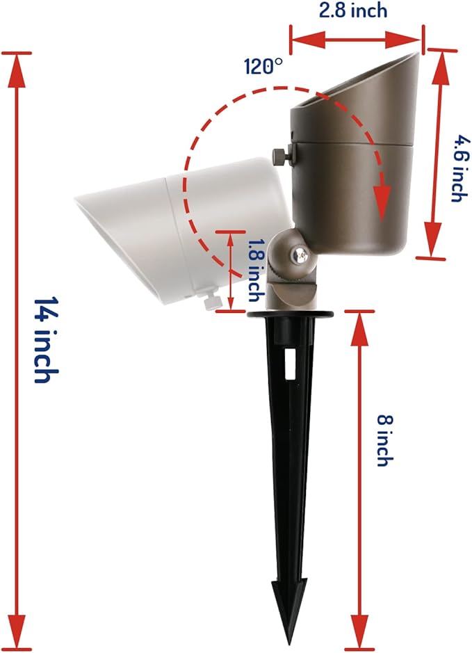 DAONEG 4W LED Landscape Spotlights GL101-BZLED8 Bronze 8 Pack Low Voltage Warm White Waterproof for Driveway, Yard, Lawn, Patio, Walls, Trees, Flags, Outdoor Light