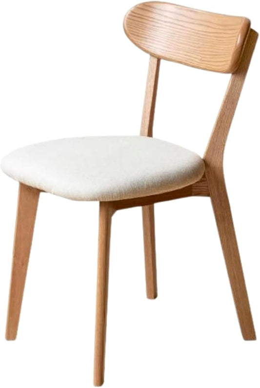 100% Solid Oak Wood Dining Chairs,Mid Century Modern Dining Chairs with Upholstered Cushion,Kitchen,Dining Room Chairs Set of 1/2/4 (1, Original Color White Upholstery)
