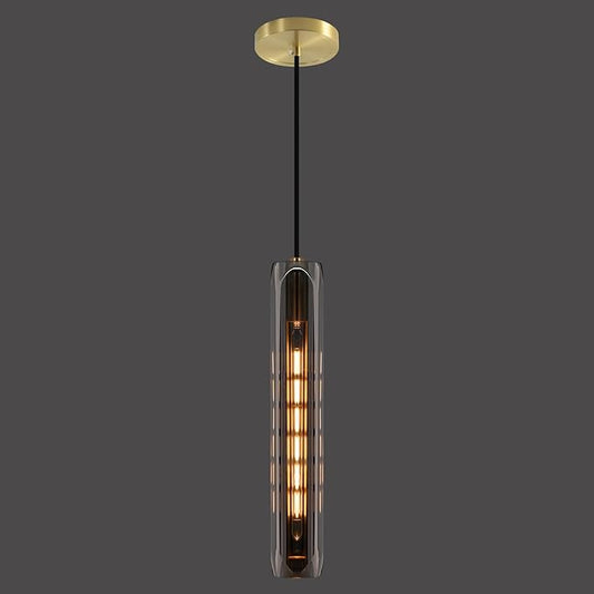 Modern K9 Crystal Kitchen Island Pendant Light,14.95'' Black Long Crystal Pendant Light,1 Light Indoor Crystal Pendant Light, for Kitchen Dining Bathroom Bedroom,Included 2 Bulb