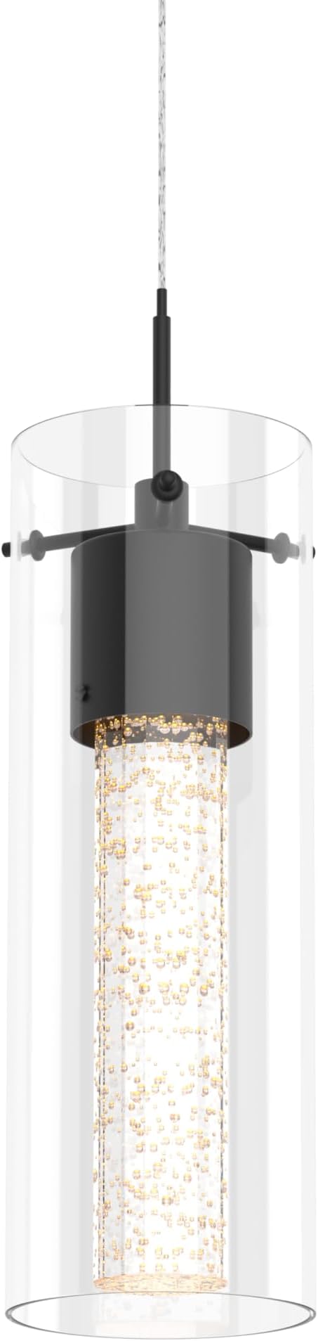 Alice 1-Light Pendant Ceiling Light Fixture, Integrated Led and Premium Bubble Glass, for Kitchen Island, Hallway, Entryway, Passway, Dining Room, Bedroom, Balcony Living Room (Black)