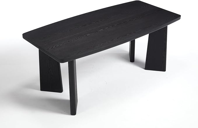 71" Black Long Dining Table, Farmhouse Wooden Kitchen & Dining Room Table for 4-6 Seats, Modern Rectangular Dinner Table, Home Office Desk for Kitchen Living Room Home Office, Black