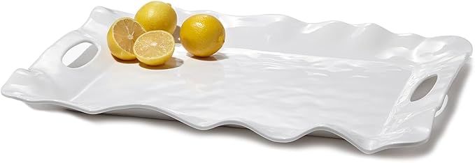 Beatriz Ball Havana Rectangular Tray with Handles, White