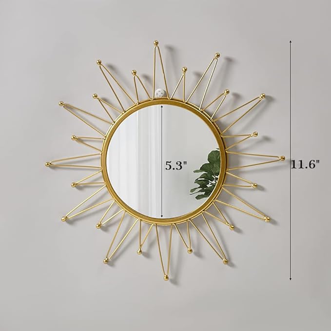Gold Mirrors for Wall - Metal Sunburst Wall Mirror Room Decor & Home Decor, Boho Mirror Wall Decor Gifts for Women & Moms (Small, Sunshine)