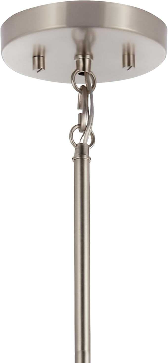 KICHLER Madden 1-Light Mini Pendant with Clear Glass in Brushed Nickel, Sloped Ceiling Compatible, for Bathroom or Kitchen (15" x 7"), 52725NI