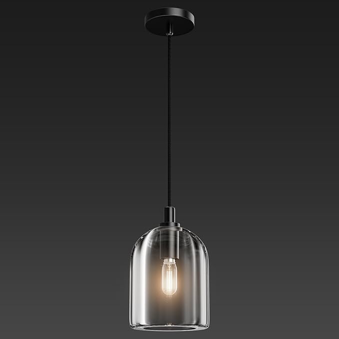 Black Pendant Light Fixtures, Crystal Modern Pendant Lights, Indoor Pendant Light for Kitchen Island Dining Room Living Room Bedroom Bathroom, E12 Bulb Included