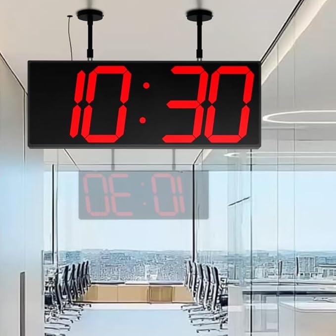 Digital Clock Large Display 19" with Remote Control,Double-Sided Clock, Suspended Design for Hospitals, Factories, Airports.